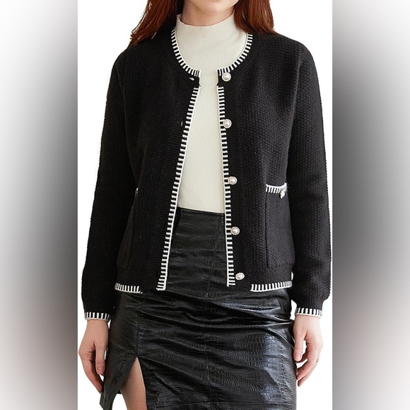 V FOR CITY Cardigan Blazers for Women Knit Tweed Cardigans sweater Button Down - Picture 1 of 3